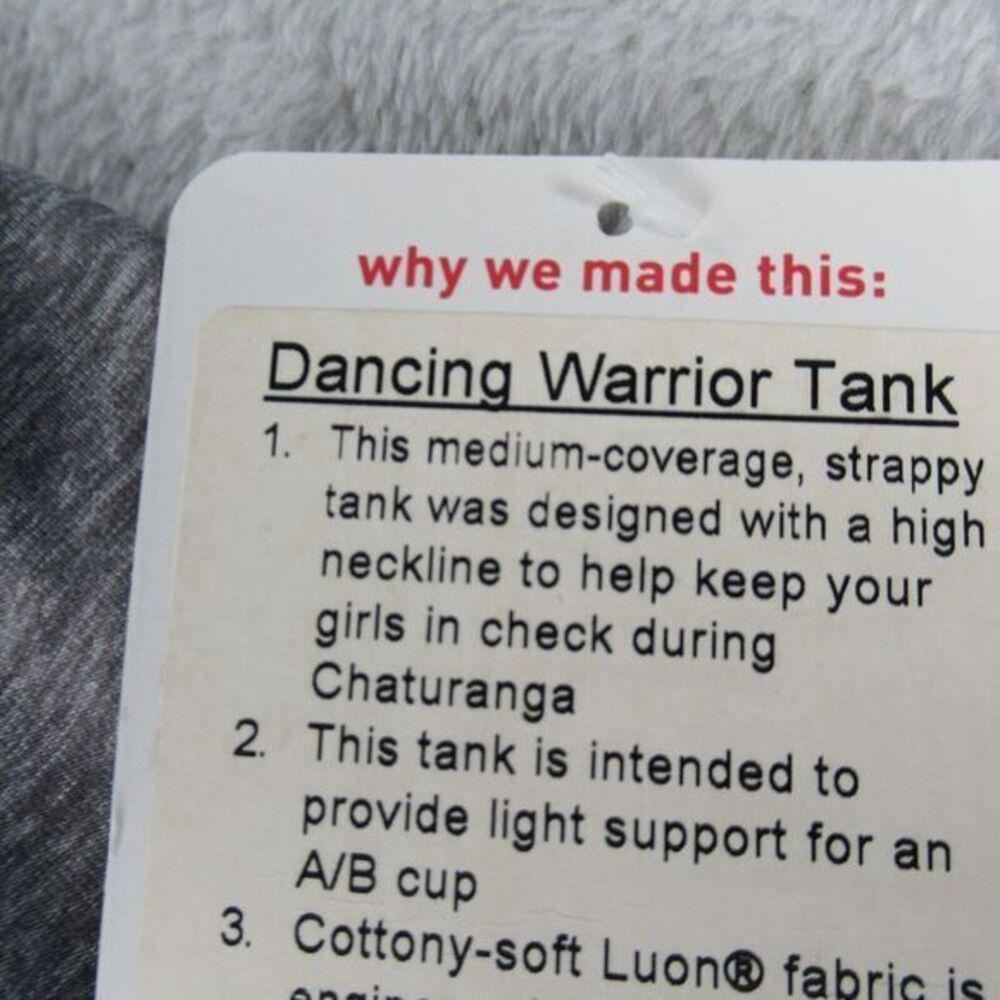 Lululemon Shirt Womens 6 Heathered Gray Dancing Warrior Strappy Tank Yoga‎ NWT - Picture 5 of 9